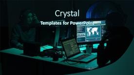  Presentation with computer malware - Audience pleasing PPT layouts consisting of hackers-making-cryptocurrency-fraud-using backdrop and a wine colored foreground