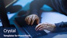  Presentation with computer hacking - Audience pleasing presentation theme consisting of hacking and technology concept - hacker backdrop and a navy blue colored foreground