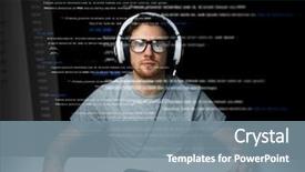  Presentation with virtual keyboard - Presentation theme having hacking computer system or programming background and a gray colored foreground