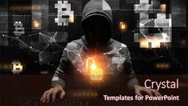  Presentation with crypto - Audience pleasing PPT theme consisting of hacking hunting for crypto currency backdrop and a wine colored foreground
