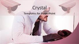  Presentation with cctv camera - Colorful presentation theme enhanced with hacking into laptop against cctv backdrop and a  colored foreground