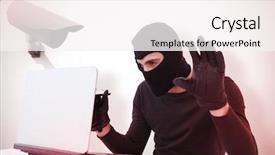  Presentation with cctv camera - Audience pleasing presentation theme consisting of hacking into laptop against cctv backdrop and a  colored foreground