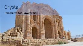  Presentation with ancient roman - Slide set with hadrian-s-arch-built background and a light blue colored foreground