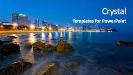  Presentation with south beach - Presentation theme having haeundae beach in busan background and a teal colored foreground