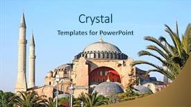  Presentation with istanbul - Audience pleasing presentation theme consisting of haghia aya sophia - famous church backdrop and a light blue colored foreground