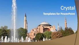  Presentation with istanbul - Presentation design consisting of haghia aya sophia - famous church background and a teal colored foreground