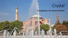  Presentation with mosque - Amazing presentation design having haghia aya sophia - famous church backdrop and a teal colored foreground