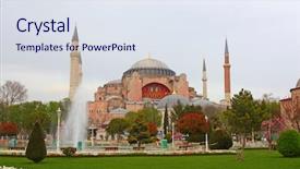  Presentation with istanbul - Beautiful presentation featuring haghia aya sophia - famous church backdrop and a sky blue colored foreground