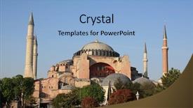  Presentation with mosque - Slide deck with haghia aya sophia - famous church background and a light blue colored foreground