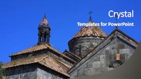  Presentation with armenia - Presentation theme having haghpat medieval monastery in armenia fragments background and a cobalt blue colored foreground