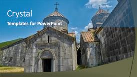  Presentation with armenia - Audience pleasing slide deck consisting of haghpat mountain monastery in northern armenia backdrop and a teal colored foreground