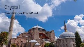  Presentation with hagia sophia - Presentation theme enhanced with hagia-sophia-famous-landmark background and a light blue colored foreground