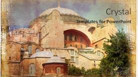  Presentation with istanbul - Presentation design featuring hagia sophia in istanbul background and a coral colored foreground