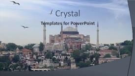  Presentation with hagia sophia - Slide set having hagia sophia mosque in istanbul background and a light blue colored foreground