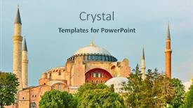  Presentation with turkish - Presentation design enhanced with hagia-sophia-mosque-in-istanbul background and a sky blue colored foreground
