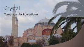  Presentation with hagia sophia - Amazing PPT theme having hagia-sophia-or-ayasofya-turkish backdrop and a light blue colored foreground