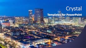  Presentation with skyline - Colorful slide set enhanced with hague-netherlands-city-centre-skyline backdrop and a teal colored foreground