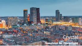  Presentation with skyline - Audience pleasing PPT theme consisting of hague-netherlands-city-centre-skyline backdrop and a gray colored foreground