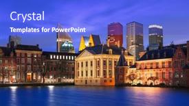  Presentation with cityscape - Cool new slides with hague-netherlands-cityscape-at-night backdrop and a cobalt blue colored foreground