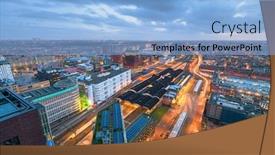  Presentation with cityscape - Beautiful presentation featuring hague-netherlands-cityscape-overlooking-den backdrop and a light blue colored foreground
