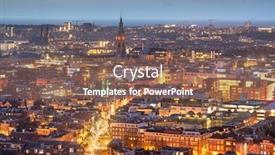  Presentation with dusk - PPT theme featuring hague-netherlands-cityscape-with-grote background and a violet colored foreground