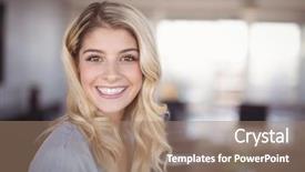  Presentation with creative - Amazing PPT layouts having haier company - portrait of smiling business woman backdrop and a coral colored foreground