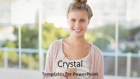  Presentation with happy smiling woman dental health - PPT theme consisting of haier company - portrait of smiling woman holding background and a soft green colored foreground