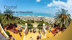  Presentation with pilgrimage - Beautiful PPT theme featuring haifa-israel-may-6-2017 backdrop and a light blue colored foreground