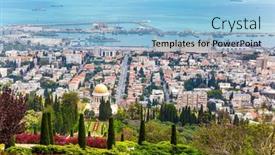  Presentation with pilgrimage - Presentation theme enhanced with haifa-israel-may-6-2017 background and a light blue colored foreground