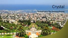  Presentation with israel - Beautiful presentation design featuring haifa israel backdrop and a light blue colored foreground
