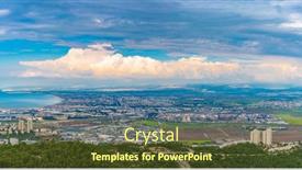  Presentation with industrial zone - Colorful theme enhanced with haifa-metropolitan-area-aerial-view backdrop and a tawny brown colored foreground