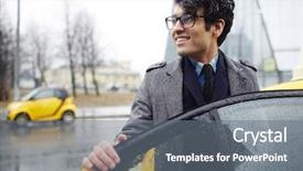  Presentation with car door - Presentation theme consisting of hail - portrait of young handsome middle-eastern background and a gray colored foreground