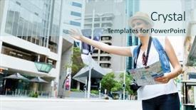  Presentation with taxi cabs new york city - Presentation theme consisting of hail cab - female tourist calling background and a  colored foreground