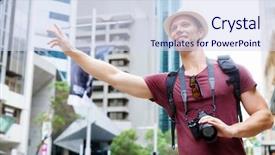  Presentation with taxi - Amazing presentation having hail cab - male tourist calling backdrop and a  colored foreground