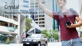  Presentation with taxi cabs new york city - Audience pleasing PPT layouts consisting of hail cab - male tourist calling backdrop and a  colored foreground