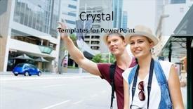  Presentation with taxi cabs new york city - Amazing presentation having hail cab - two tourists calling backdrop and a light blue colored foreground