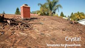  Presentation with shingles roof - Theme featuring a house being torn background and a coral colored foreground