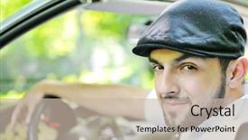  Presentation with ship wheel anchor - Theme featuring hail farewell - young guy behind the wheel background and a soft green colored foreground