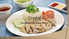  Presentation with chicken - Cool new PPT theme with hainanese chicken rice backdrop and a coral colored foreground