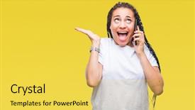  Presentation with african american in technology - Cool new slides with hair african american girl showing backdrop and a yellow colored foreground