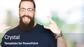  Presentation with rock music - Presentation theme consisting of hair and beard wearing glasses background and a  colored foreground