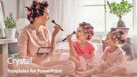  Presentation with loving mom - Amazing slide set having loving family mother and daughter backdrop and a coral colored foreground