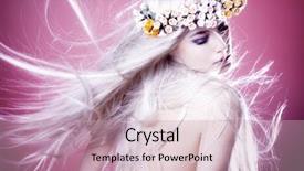  Presentation with long hair - PPT layouts with hair and wreath of flower background and a soft green colored foreground