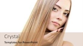  Presentation with long hair - Audience pleasing slide deck consisting of hair beautiful bond girl with healthy long hair haircare and hairstyle backdrop and a coral colored foreground