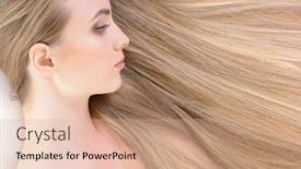  Presentation with bond - Colorful slide deck enhanced with hair beautiful bond girl with healthy long hair haircare and hairstyle backdrop and a coral colored foreground