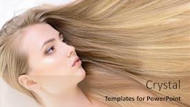  Presentation with bond - Slides enhanced with hair beautiful bond girl with healthy long hair haircare and hairstyle background and a coral colored foreground