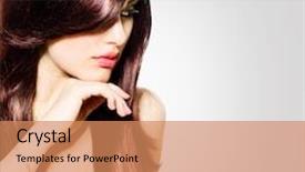  Presentation with long hair - Beautiful slide deck featuring hair beautiful brunette girl backdrop and a coral colored foreground