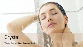  Presentation with hair care - Presentation theme enhanced with hair care - beautiful girl standing background and a soft green colored foreground