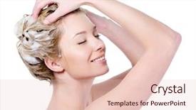  Presentation with hair care - Presentation with hair care - beautiful young blond woman background and a lemonade colored foreground