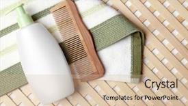  Presentation with lotion - Colorful slide set enhanced with hair care - bottle with lotion and comb backdrop and a soft green colored foreground